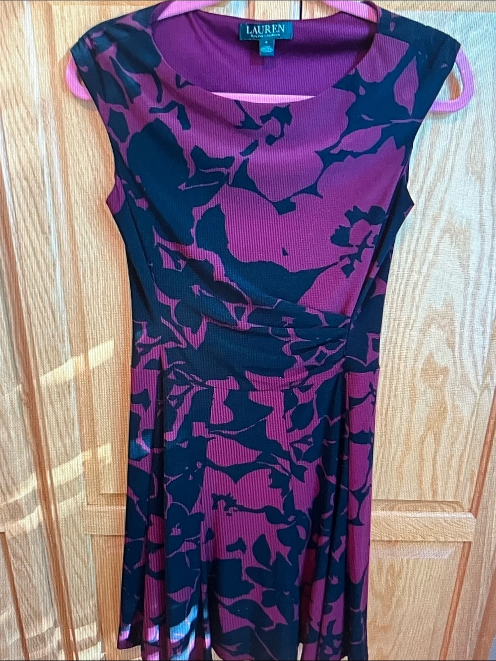 Ralph Lauren Plum and Black Floral Midi Dress